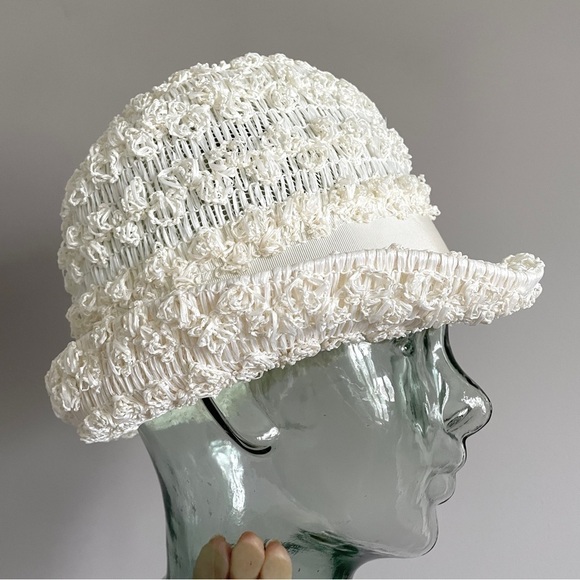 Vintage 60s Popcorn Textured Summer Straw Hat 🇨🇦 - Picture 4 of 10